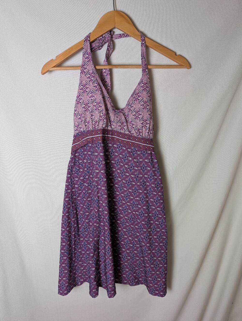 Athleta Purple Pack Everywhere Geometric Print Halter Vneck‎ Dress Size 6